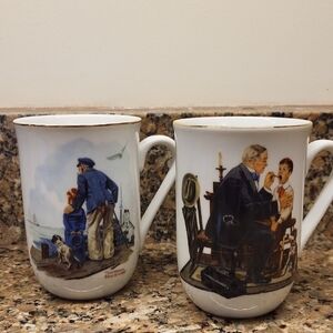 Vintage - Norman Rockwell Porcelain Mugs - qty 2